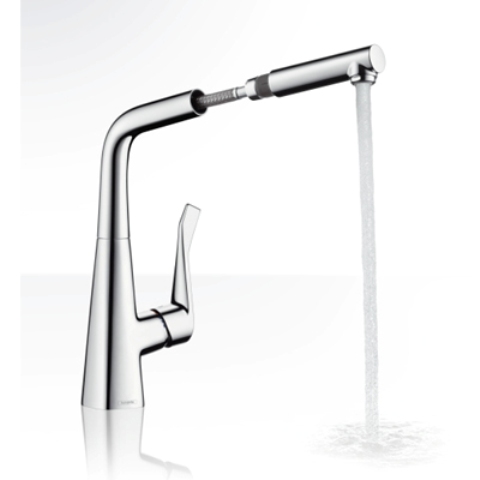 Hansgrohe metris Kitchen faucet with pull-watering