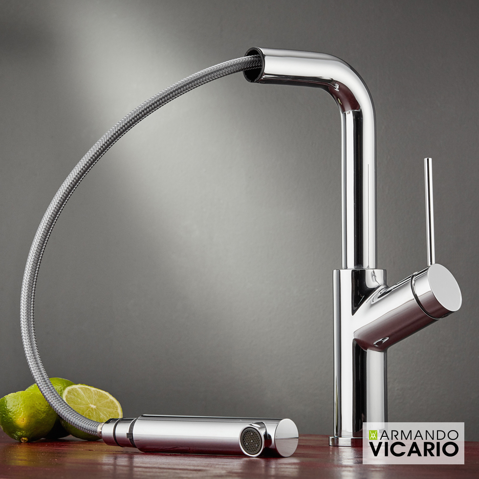 PIZA thermo-mixing sink faucet , sliding shower and unbreakable 