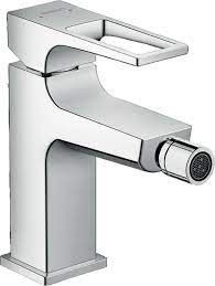 Single lever bidet mixer with loop handle and push-open waste se