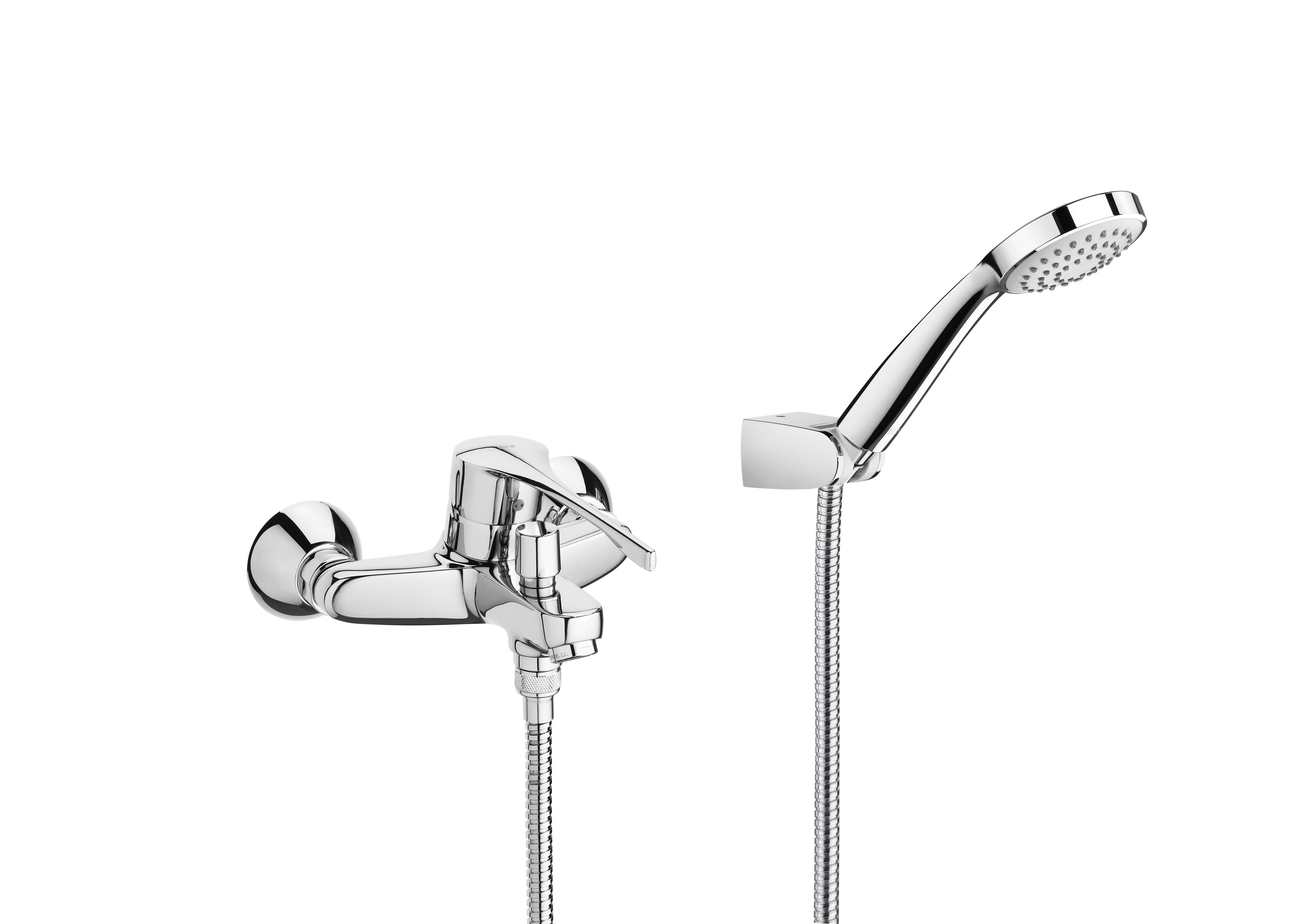 RO - Wall-mounted bath-shower mixer with automatic diverter, han