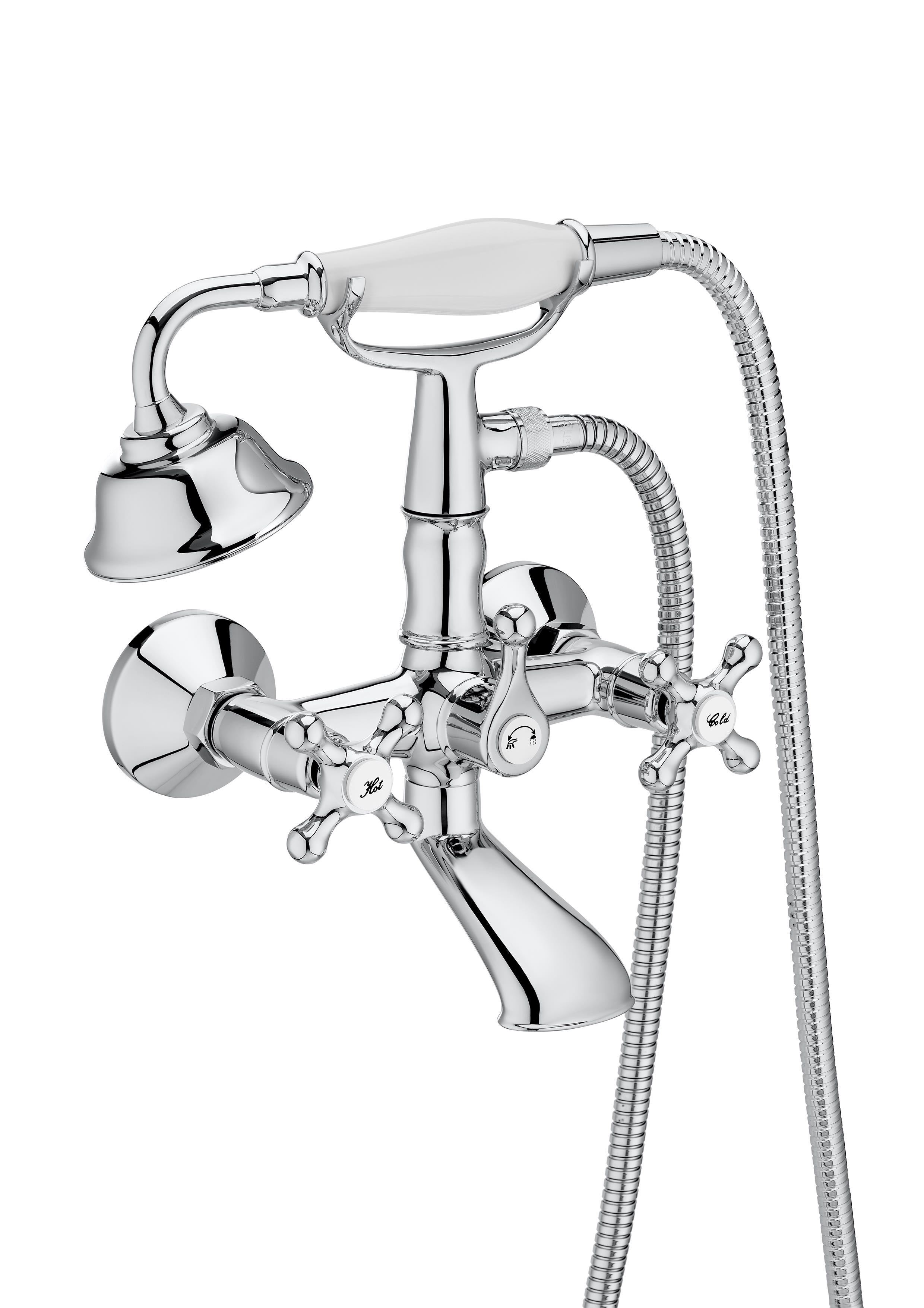 Wall-mounted bath-shower mixer with accessories