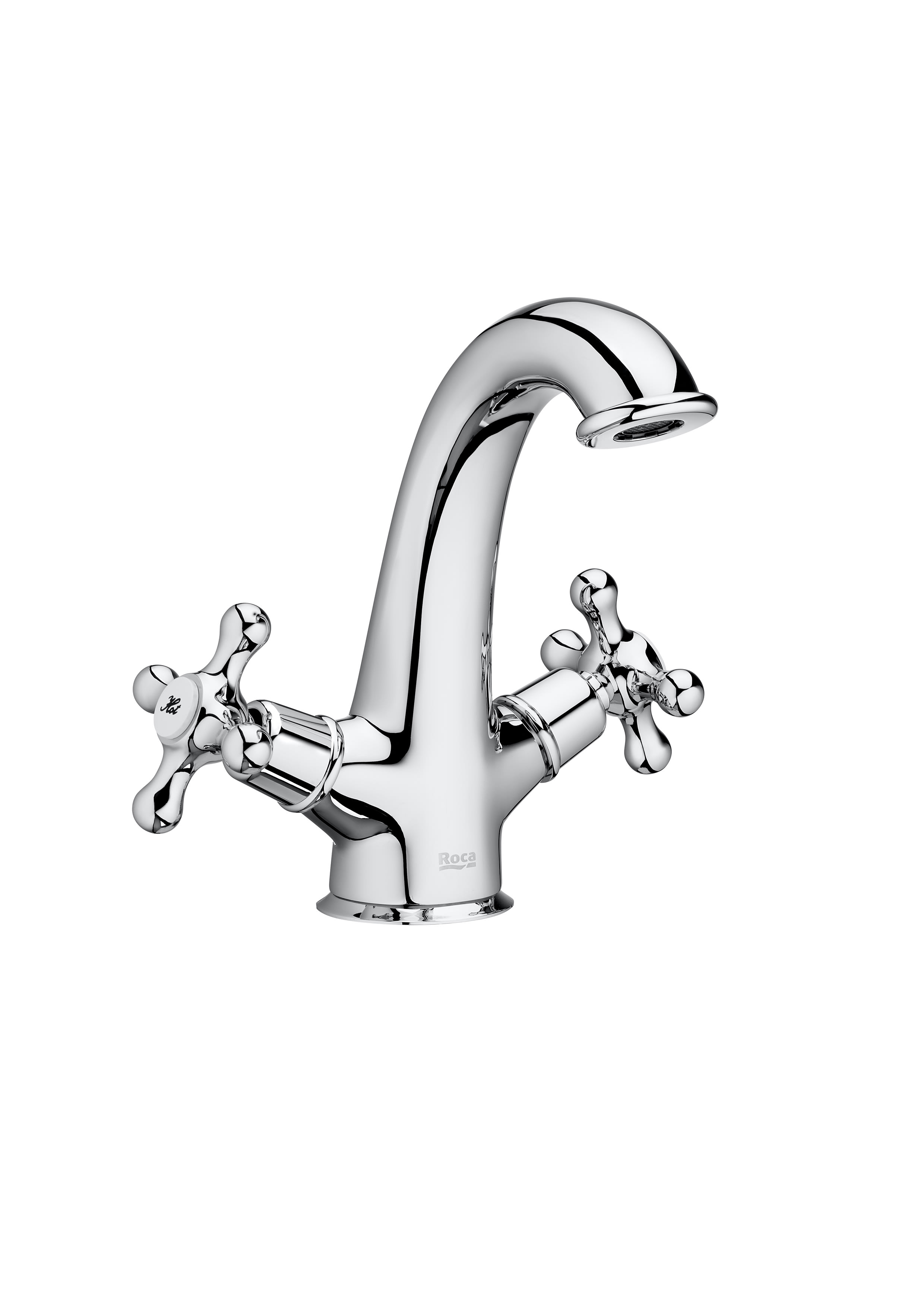 Smooth body high-neck basin mixer with swivel spout and click cl