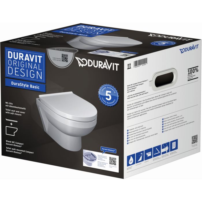 Duravit no. 2000 Compact WC set 45750900A1 rimless, with Compact