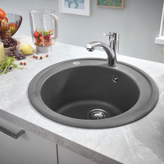 Grohe K200 drop-in, round kitchen sink granite grey