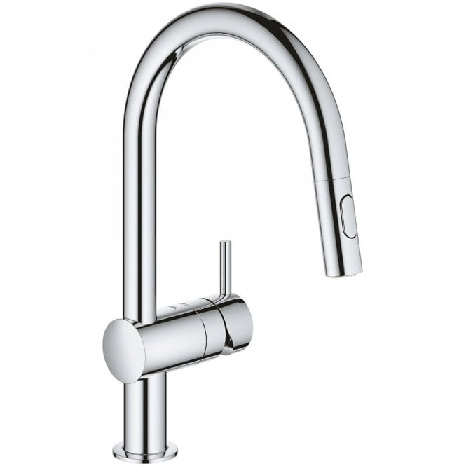 Grohe Minta Chrome C-Spout Pull-Out Single-Lever Kitchen Sink Mi