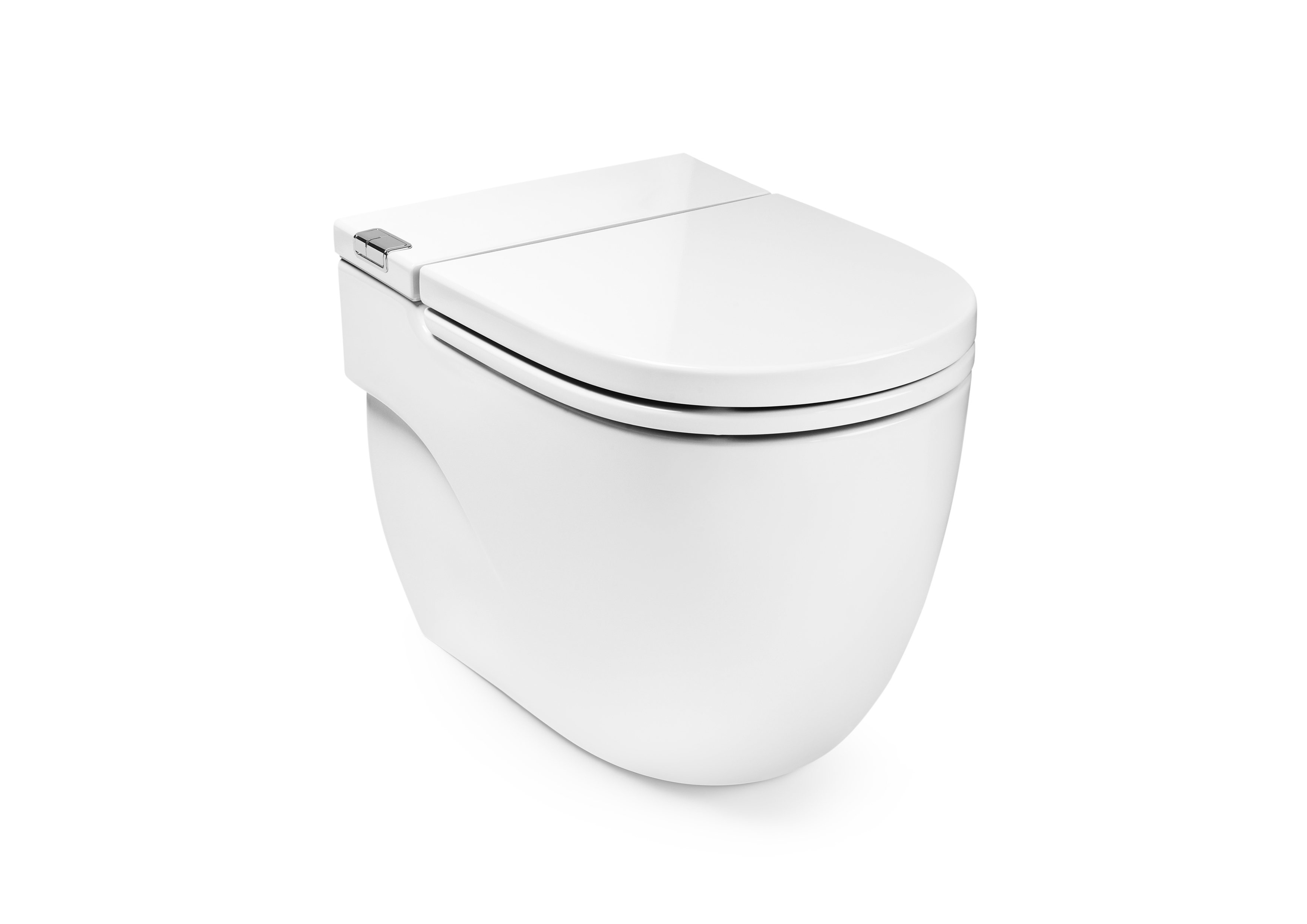 Floor basin with built-in cistern. Includes seat with cover. Pow