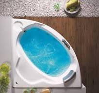 acrilan 145x145 corner bathtub with non-slip floor raised seat