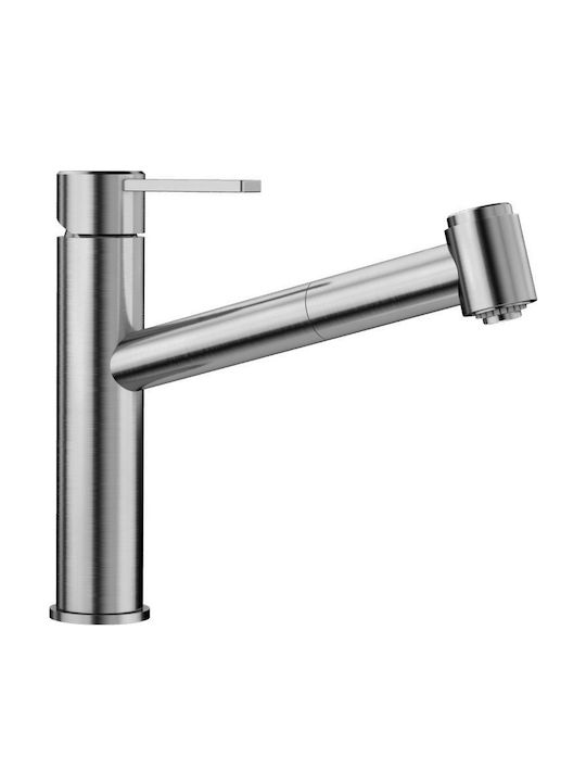 One-hole sink mixer with swivelling spout complete with: