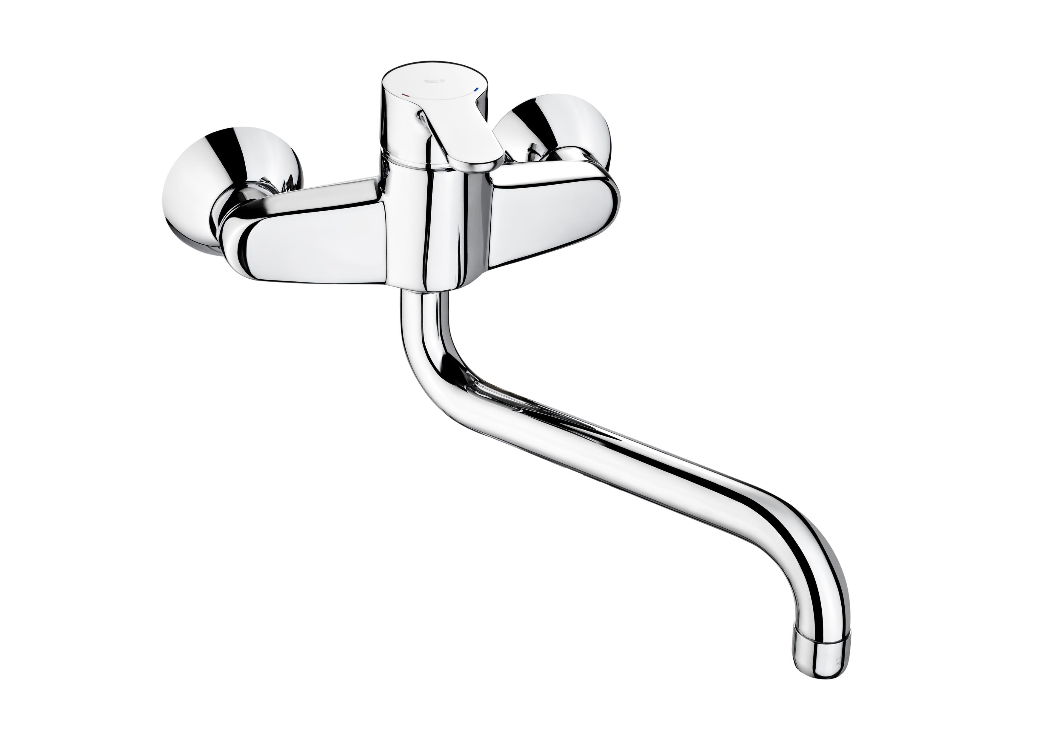 Wall-mounted kitchen sink mixer with swivel spout