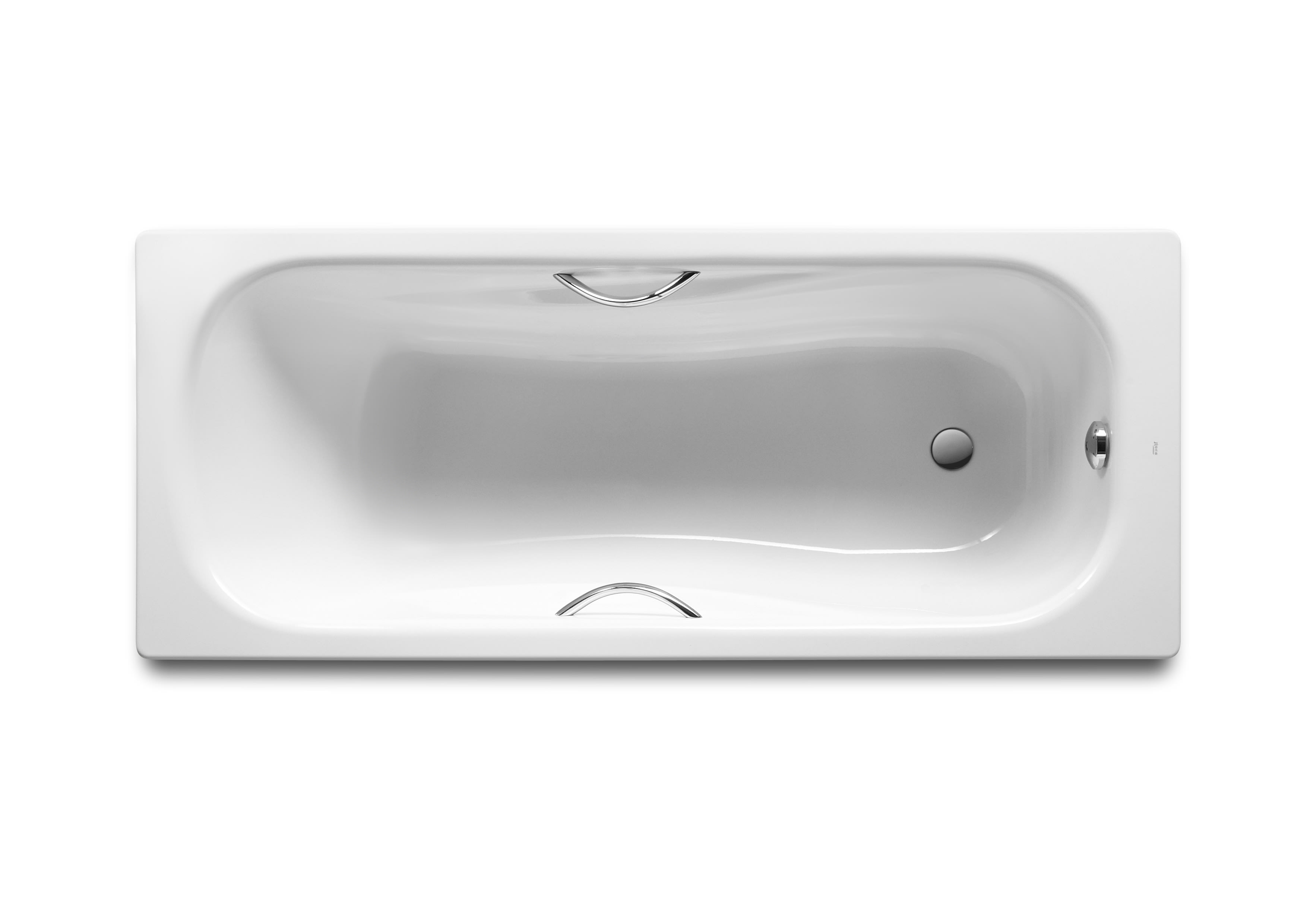 Rectangular steel bath with anti-slip base 150x75
